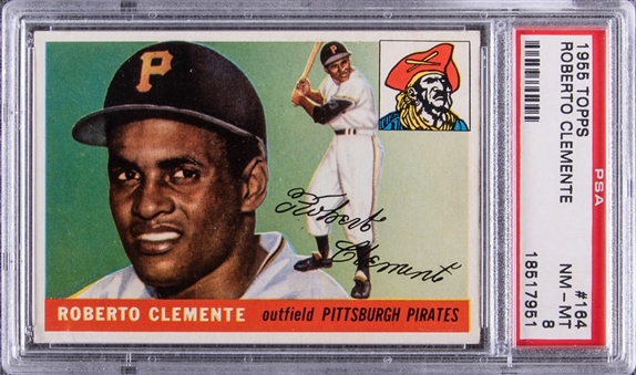 1955 Topps #164 Roberto Clemente Rookie Card – PSA NM-MT 8